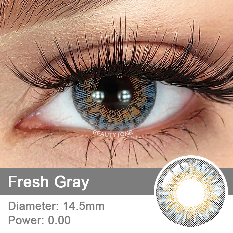 China Wholesale Color Contact Lens BeautyTone Fresh Looking Yearly Natural Gray Contact Lenses with Diameter 14.5mm