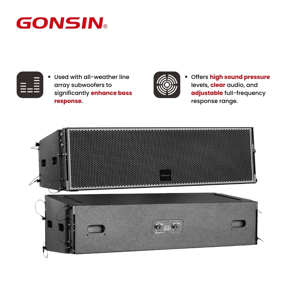 Sistema de sonido de altavoces de línea completa para exteriores con amplificador de potencia