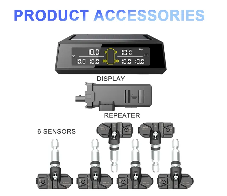 Sistema de monitoreo de presión de neumáticos para automóvil TPMS universal, externo e interno