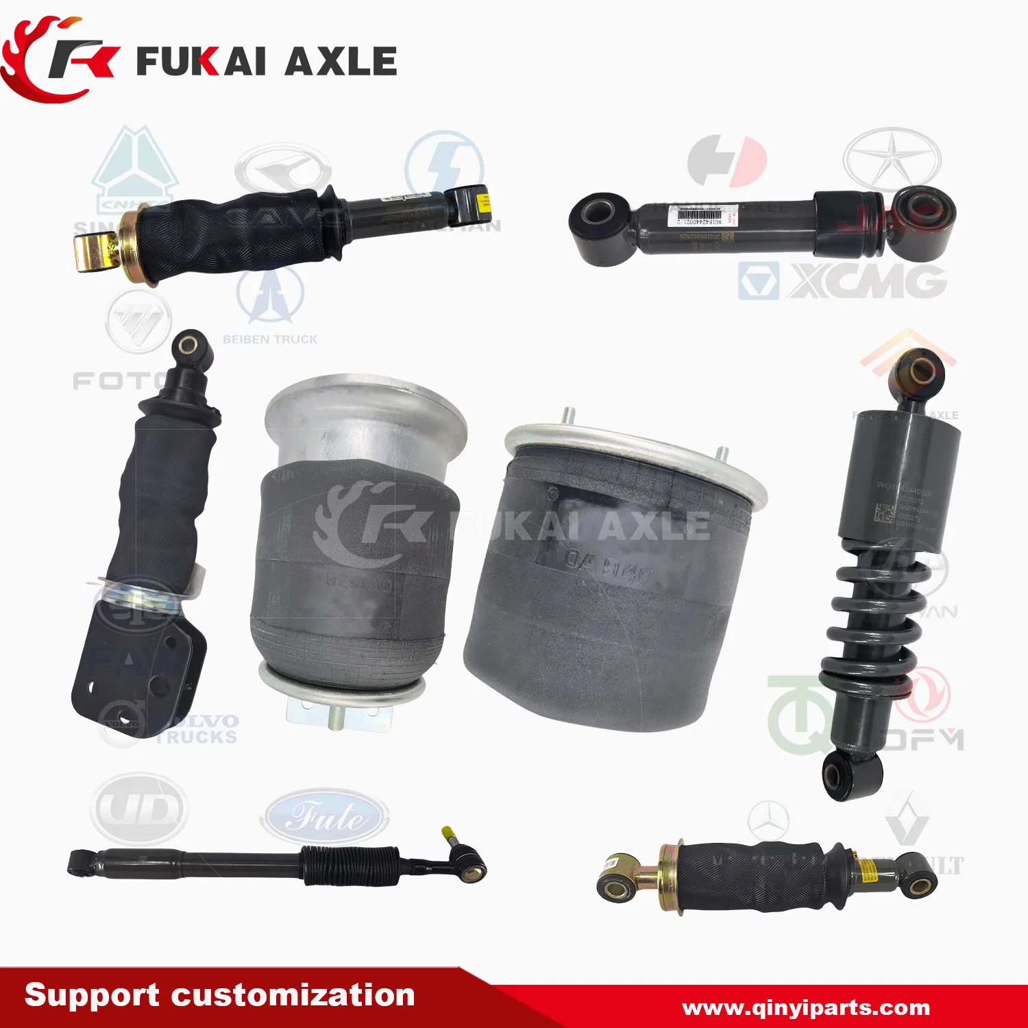 Proveedor de fabricante de equipo original/fábrica de piezas de repuesto y accesorios para camiones y automóviles, bolsa de suspensión de aire de goma y acero delantera y trasera, resorte, amortiguador