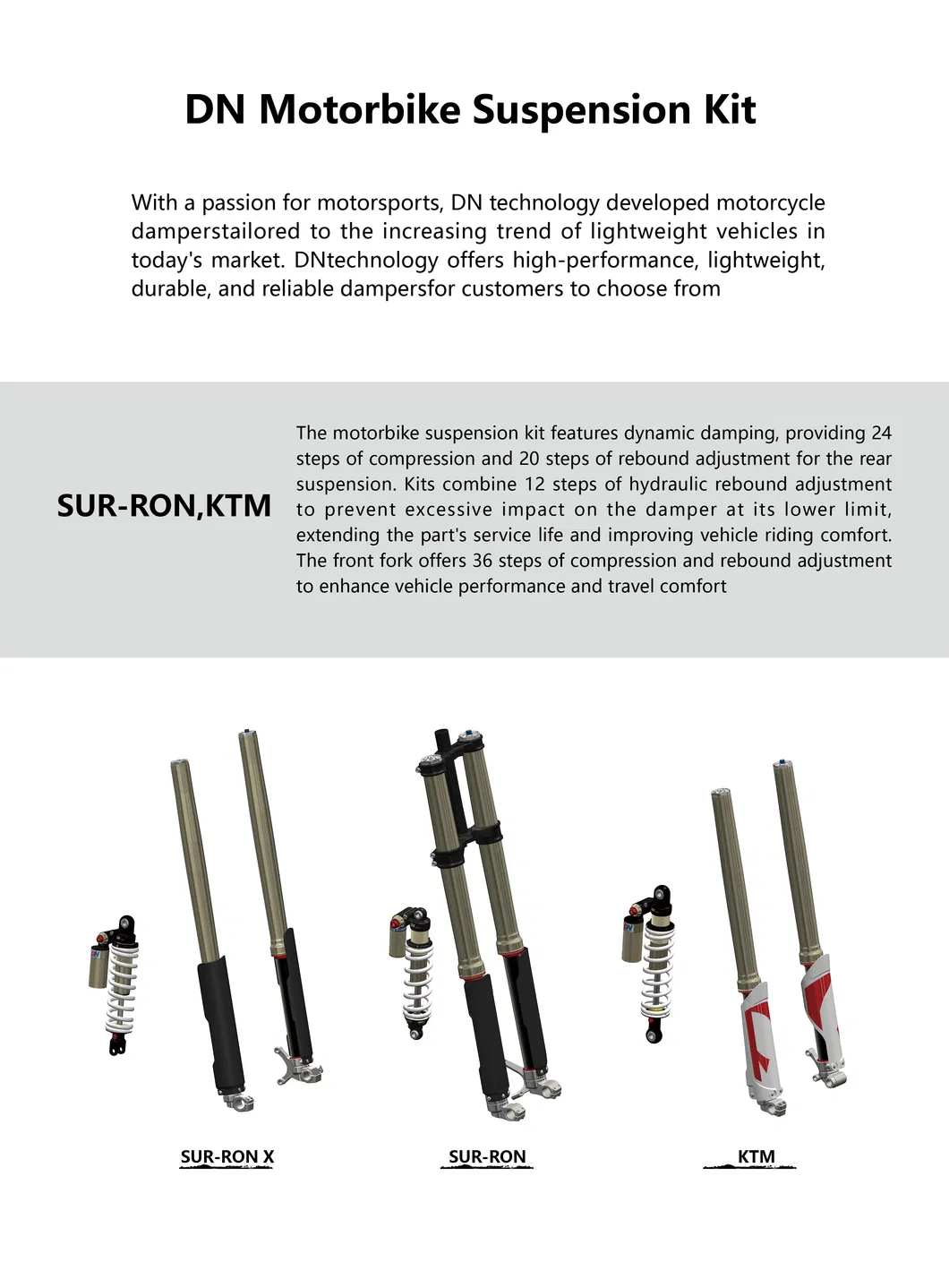 Kit de suspensión trasera de amortiguador para motocicleta, amortiguador delantero y trasero, compatible con motocicletas KTM