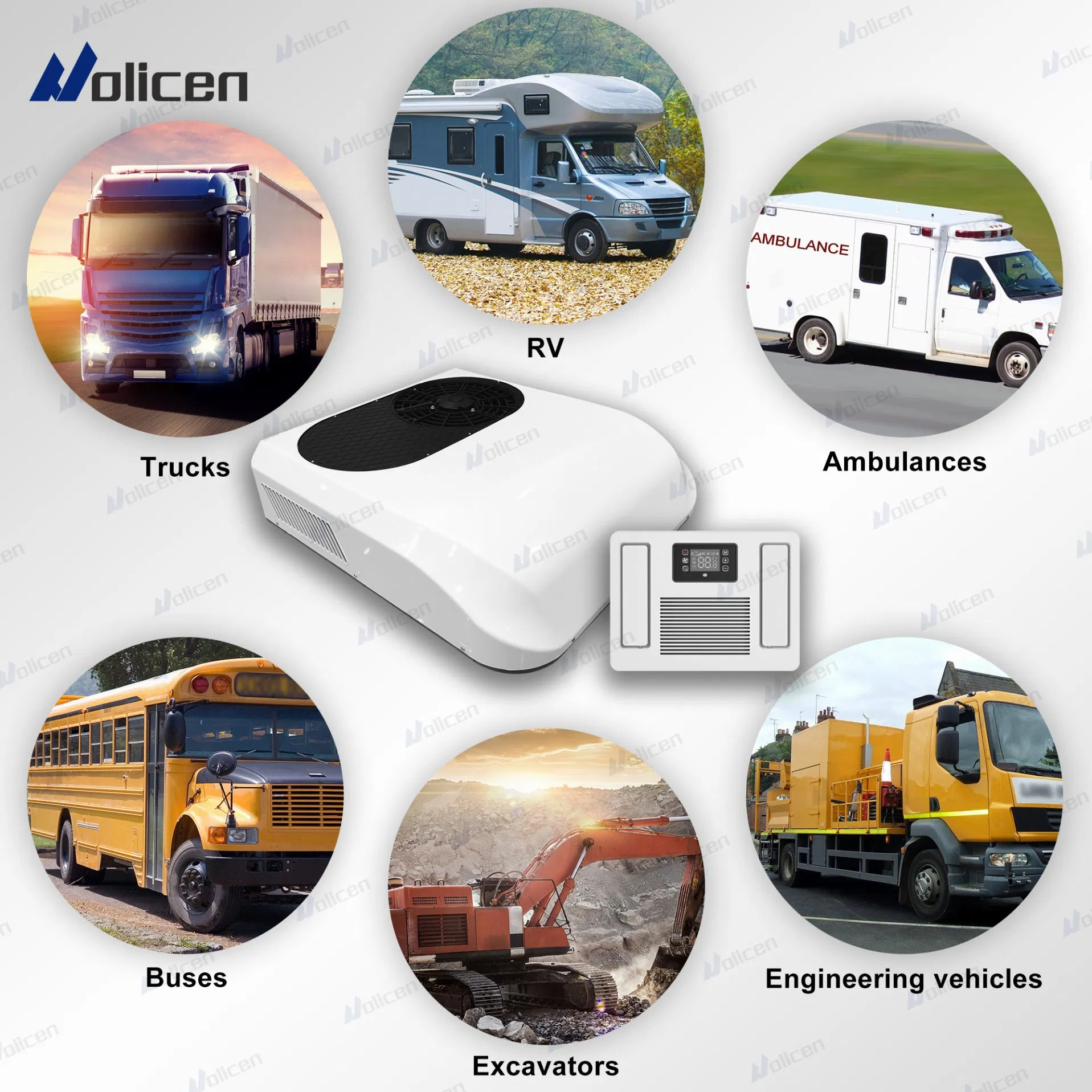 Nuevo Sistema de Aire Acondicionado 12V 24V Aire Acondicionado para Camiones en Techo Aire Acondicionado para RV