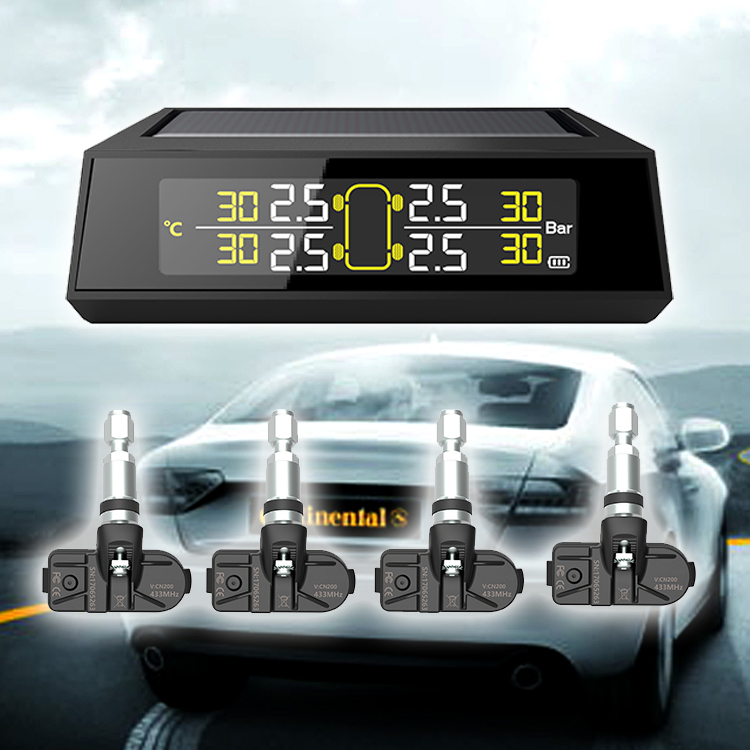 Sistema de monitoreo de presión de neumáticos digital con carga solar y pantalla LCD de fábrica Sensor de temperatura TPMS para camiones, autobuses y automóvile