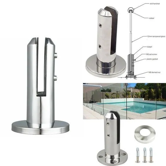 Sistema de cerca de vidrio templado sin marco con abrazaderas de acero inoxidable para balcón y escalera