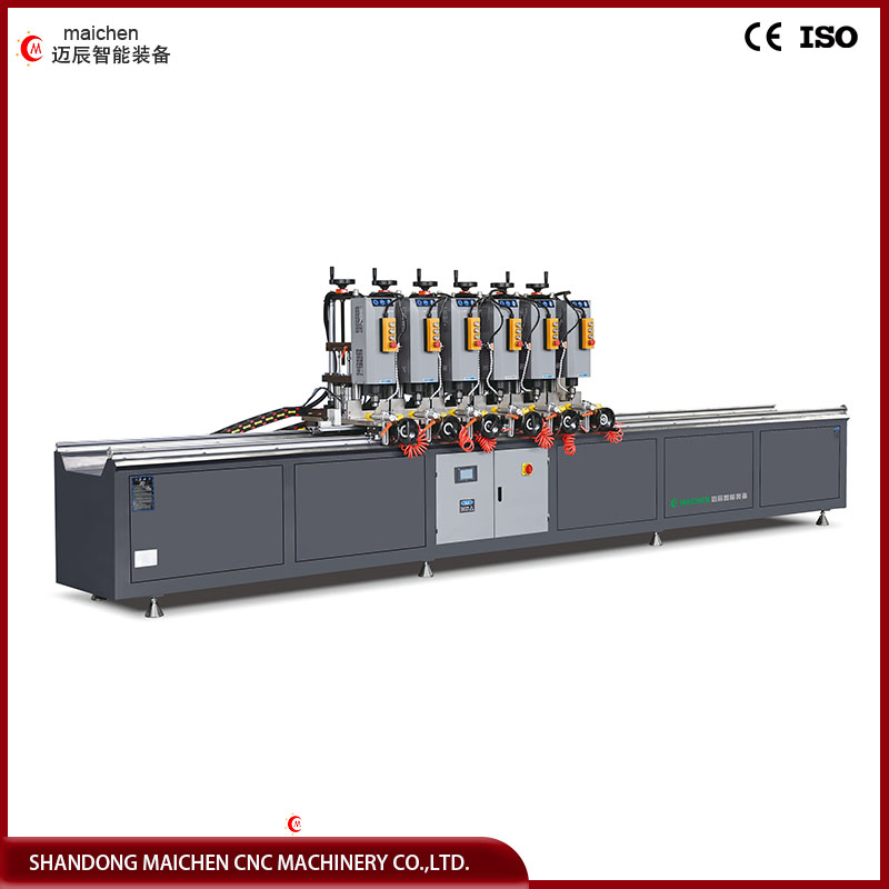 Máquina de perforación de combinación de seis cabezales para aluminio - Alimentación con amortiguación de gas-líquido, sistema PLC