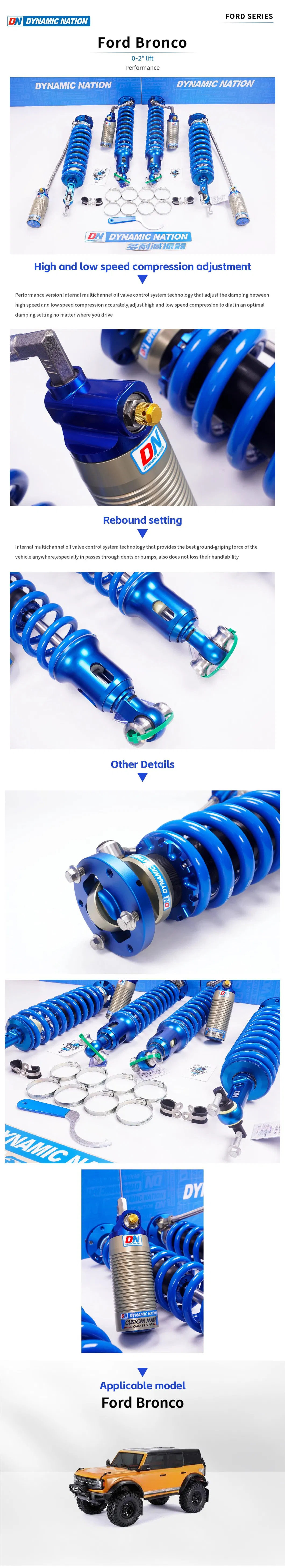 Detalle del rendimiento de coche de carreras off road con amortiguador
