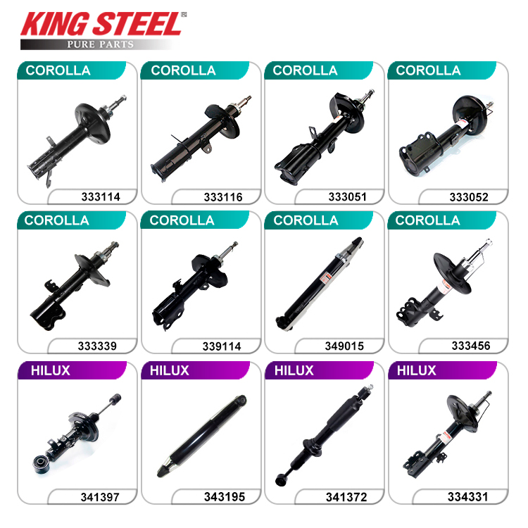 Partes de suspensión de automóvil al por mayor de China, amortiguadores delanteros y traseros para Toyota Corolla Yaris RAV4 Hilux Hyundai Suzuki Honda Nissan