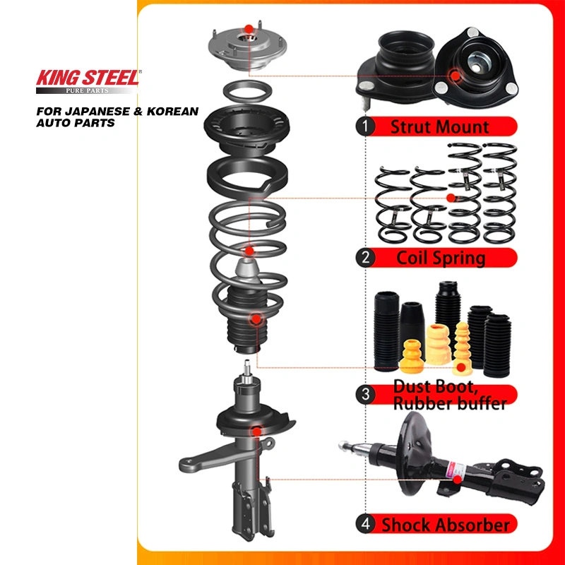 Partes de suspensión de automóvil al por mayor de China, amortiguadores delanteros y traseros para Toyota Corolla Yaris RAV4 Hilux Hyundai Suzuki Honda Nissan