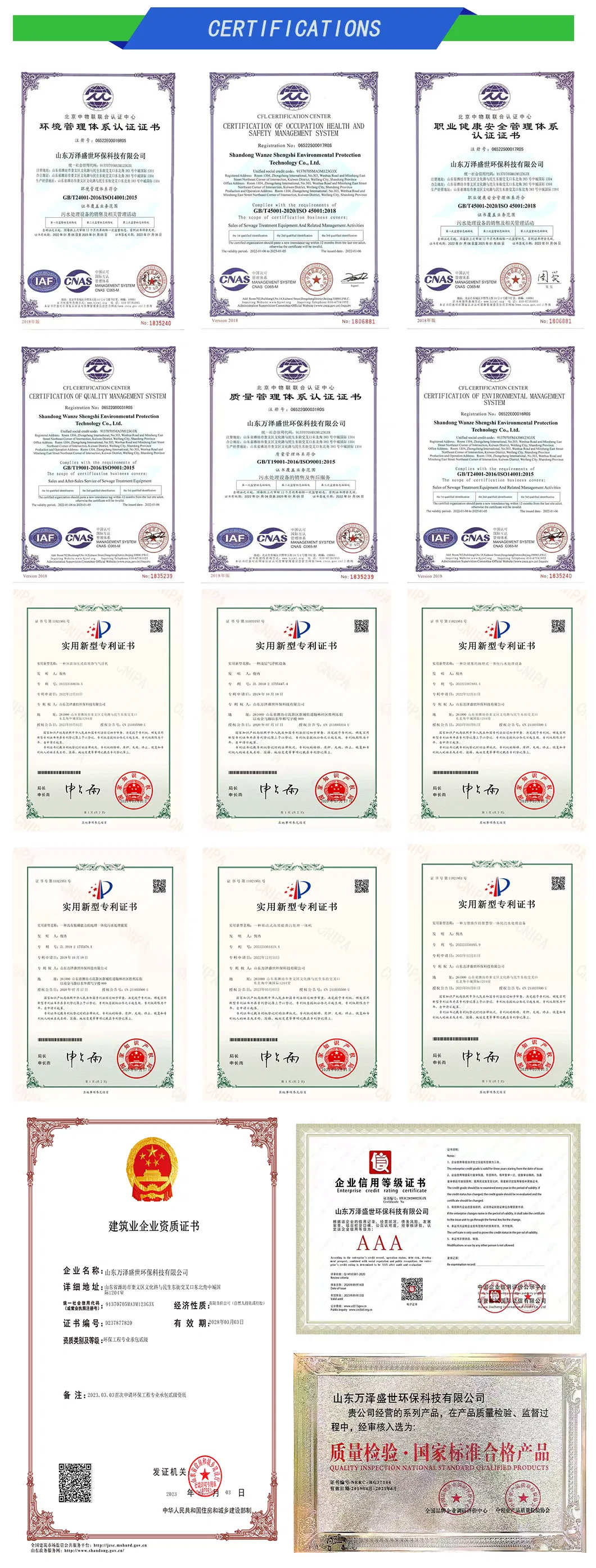 Certificaciones del sistema de calidad