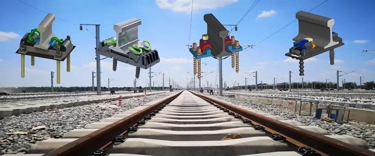Sistema de fijación de almohadillas EVA con amortiguación de vibraciones para vías de ferrocarril