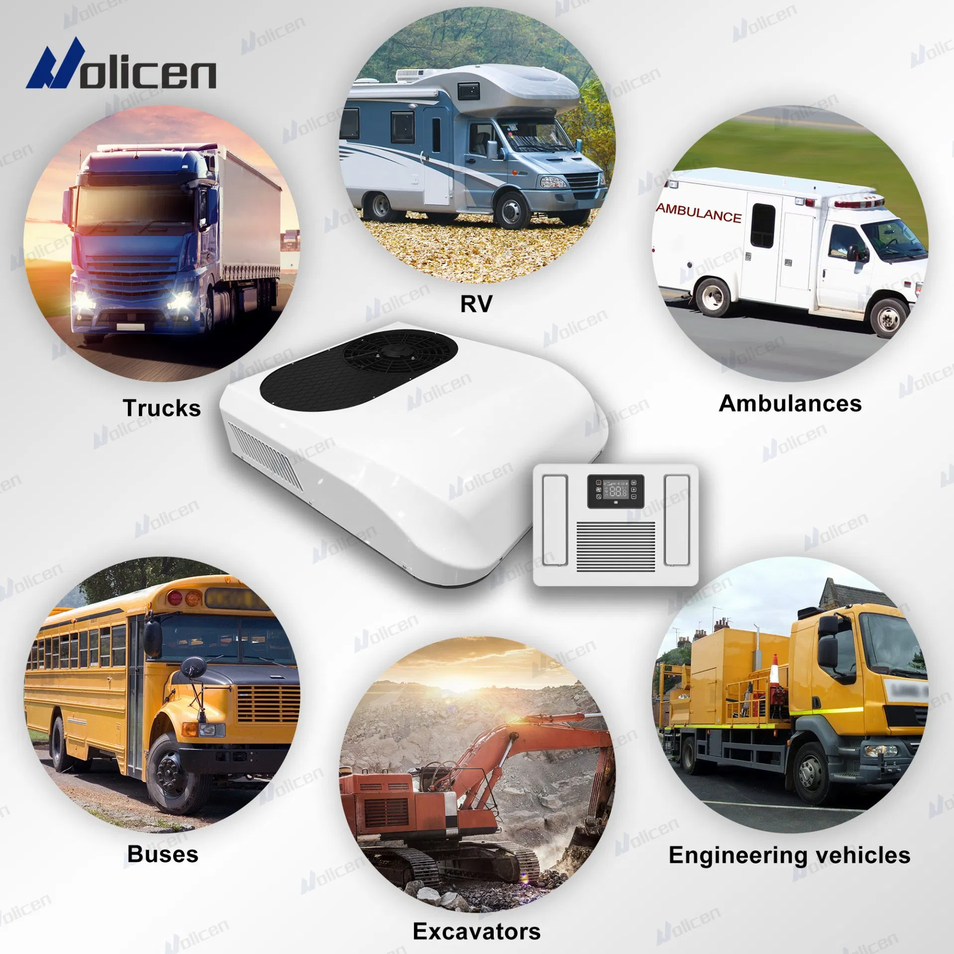 Precio de fábrica al por mayor sistema de aire acondicionado eléctrico 12V aire acondicionado automático para techo de cabina de camión