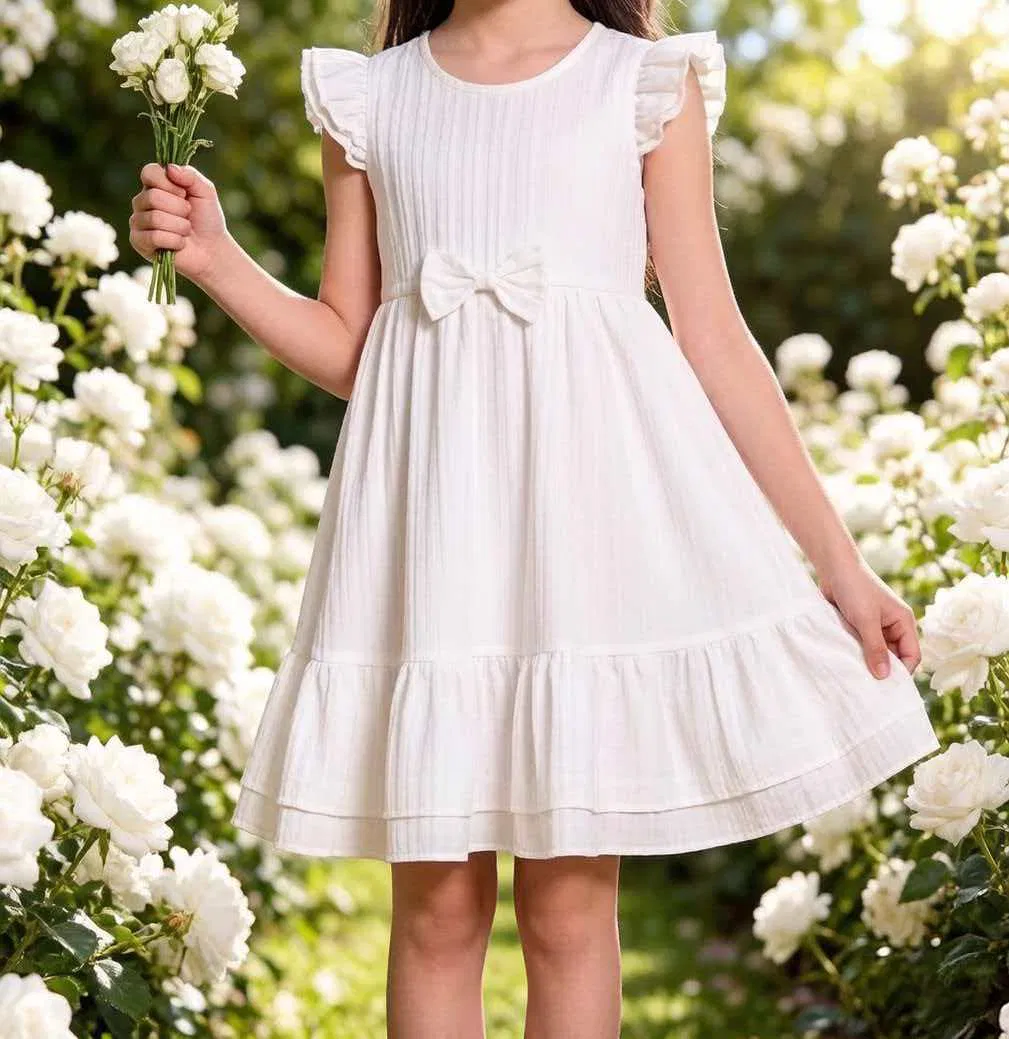 Kids Girls Summer Ruffle Sheer Mesh Dress Lovely Party Princess Sun Skirt