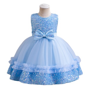 Sequin Floral Girls Party New Dress Birthday Baptism Tulle Princess Ball Gown for Baby Kids Toddler Christmas Sparking Clothes