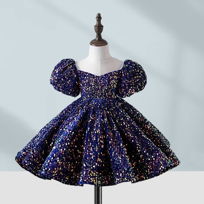 Custom Girls' Fashionable Summer Sequin Princess Puff Dress ODM Supply for Ball Gowns and Party Flower Girl Outfits