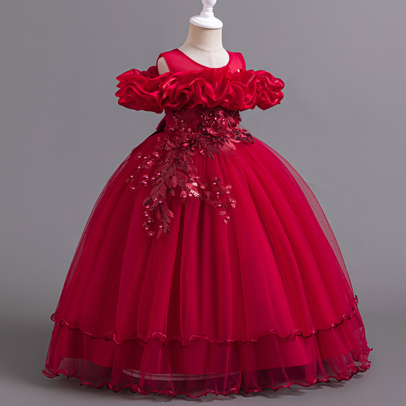 High-End Girls' Princess Dress for Weddings Birthdays &amp; Performances Unkempt Skirt Cute Flower Girl Clothes Girl Dress for Party