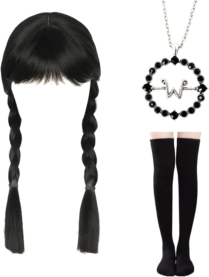 3-12 Years Wednesday Addams Dress Gifts for Girls Cosplay Black Party Gown
