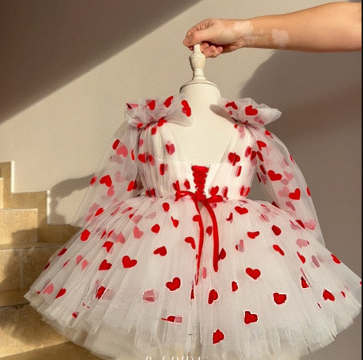 Playful Cotton Dress Toddler Girl Clothes Red Heart Print Newborn Baby Clothes Match Boys Casual Outfit Baby Clothes