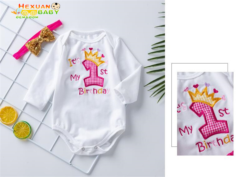 2025 Girls Baby Party Dress Set Custom Logo Cotton Tutu Dress with Long Sves for Birthday