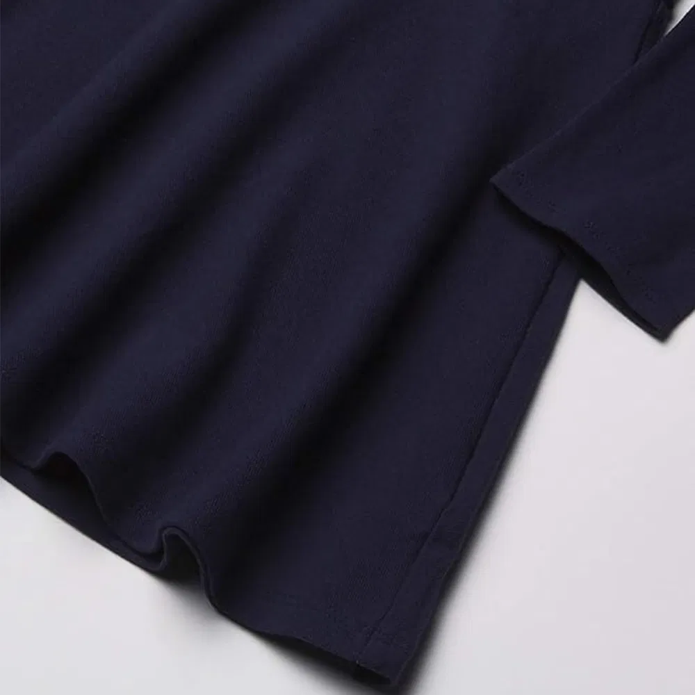 Girls Long Sleeve Polo Dress Flared Skirt School Uniform Dress with Button Placket