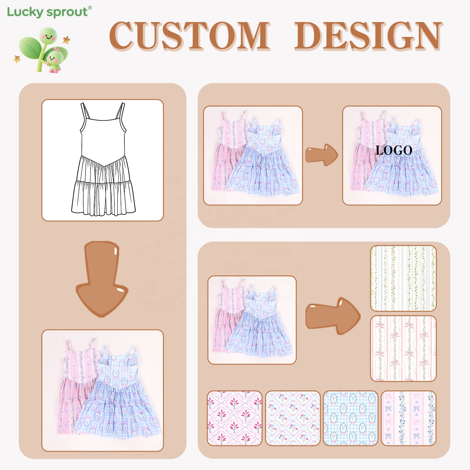 Preorder Little Baby Girls Summer Children Sleeveless Dress Flowers Customized Kids Soft Stretchy Knee Length Sports Dresses