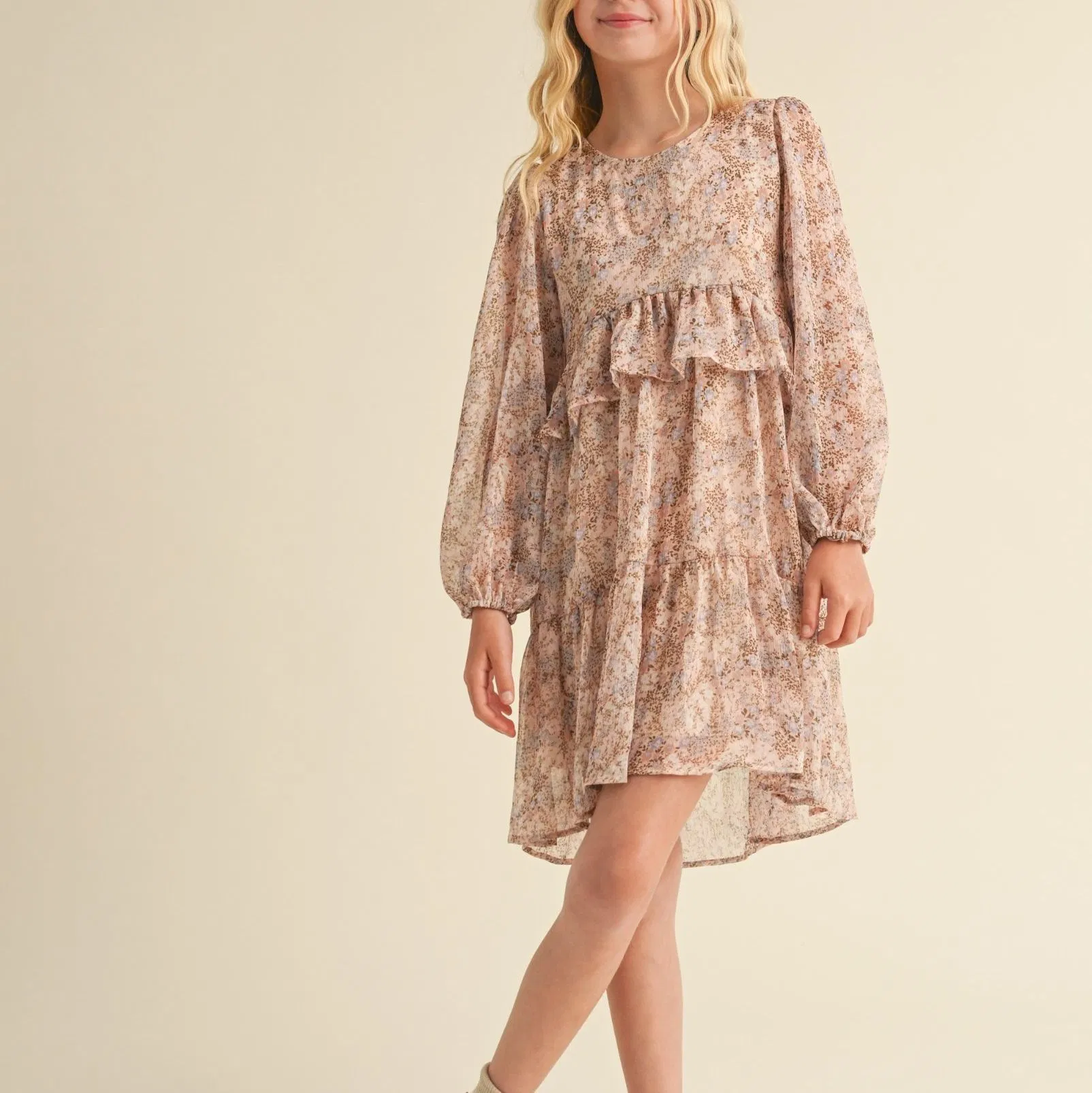 Fashion Kids Layered Hi Low MIDI Dress Girls Maxi Dress