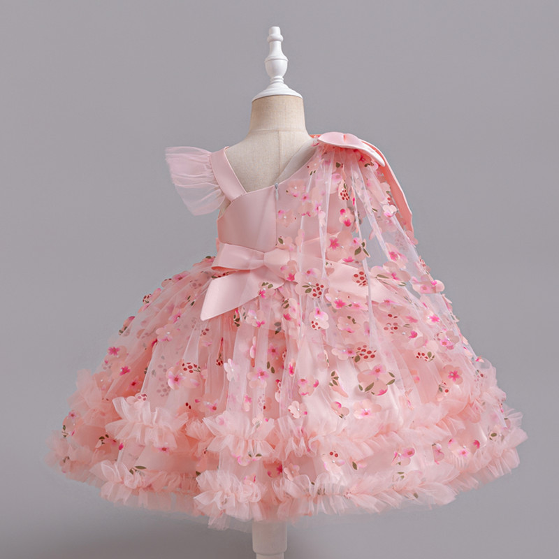 Flower Girls' Party Tulle Pageant Dresses Polyester Sweet Floral Print Knee-Length A-Line Lace Princess Dress