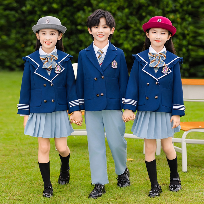 Girls Vintage Plaid Lapel Long Sleeve Patchwork Knitted Kids Formal School Uniform Fall Winter Dress