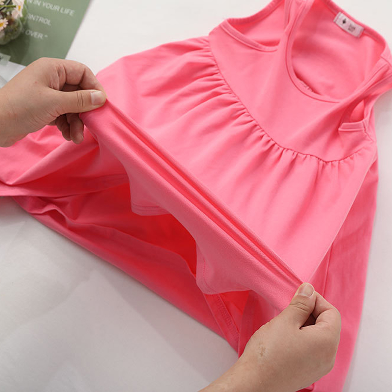 Baby Clothes Summer Toddler Sundress A-line Sleeveless Solid Color Smocked Dress Vest Top Baby Girls Cotton Dresses