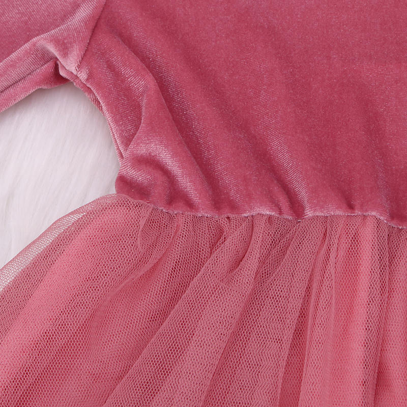 Happy Luoka OEM Soft pink Gauzy Dress Velvet Dress Beautiful and Elegant Girl Dress