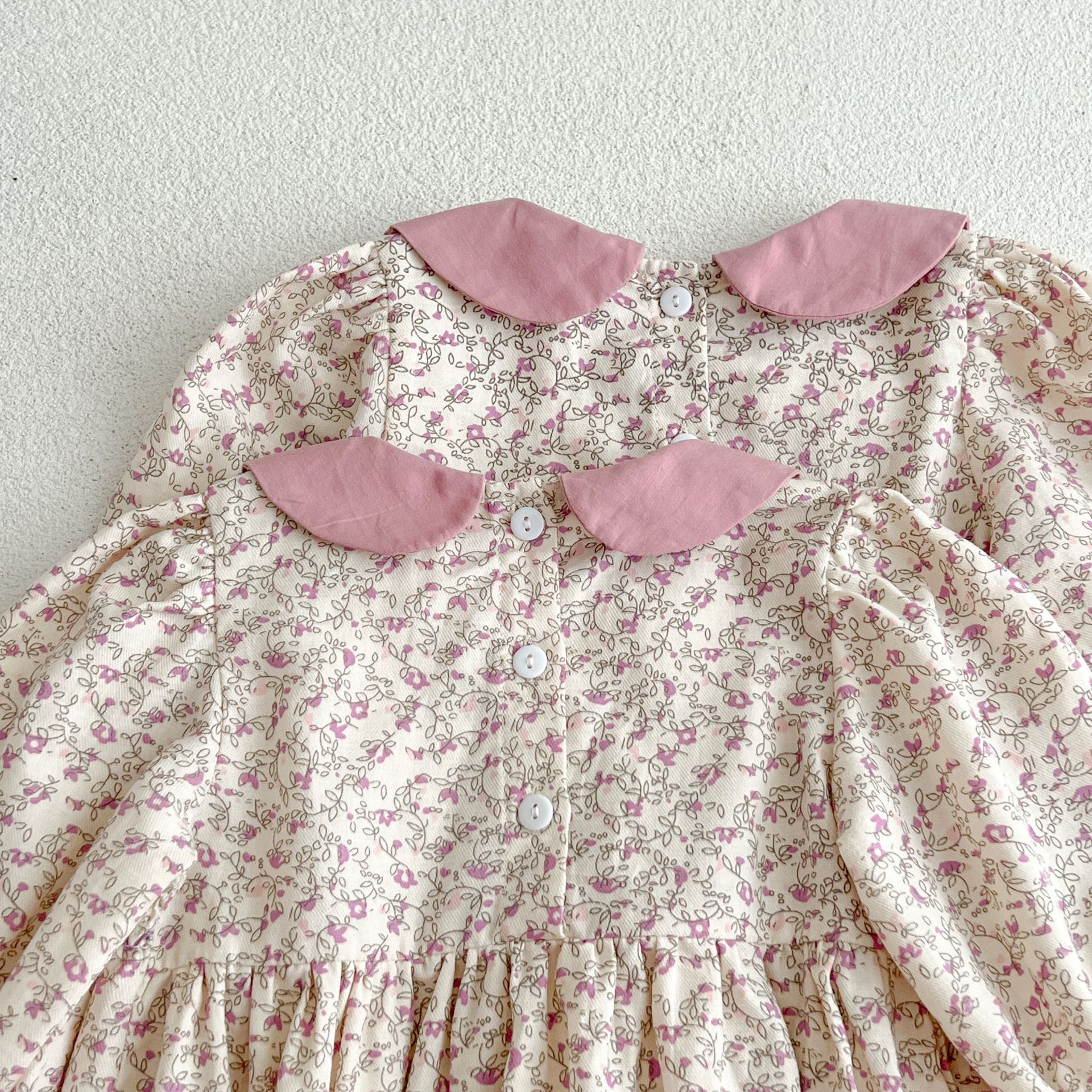 1-6Yrs Girls Baby Dress 2026 Spring Floral Dress Sweet Princess Girl Kids Doll Collar Cotton Birthday Dresses Children Clothes Display 10