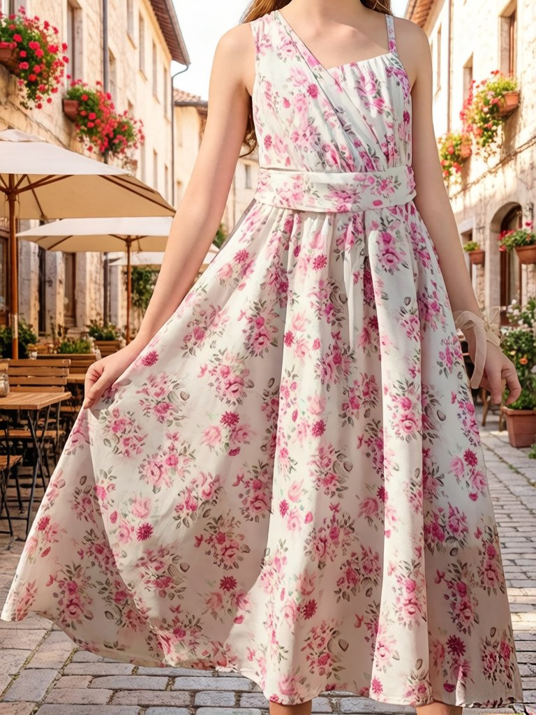 Girls Teenage One Shoulder Bridesmaid Dress, Chiffon Flower Girl Dress, Perfect for Party, Birthday &amp; Wedding