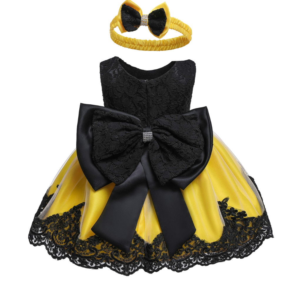 Infant Princess Dress Girls Flower Wedding Party Birthday Tutu Clothes Newborn Infant Bow Kids Dresses B-8348