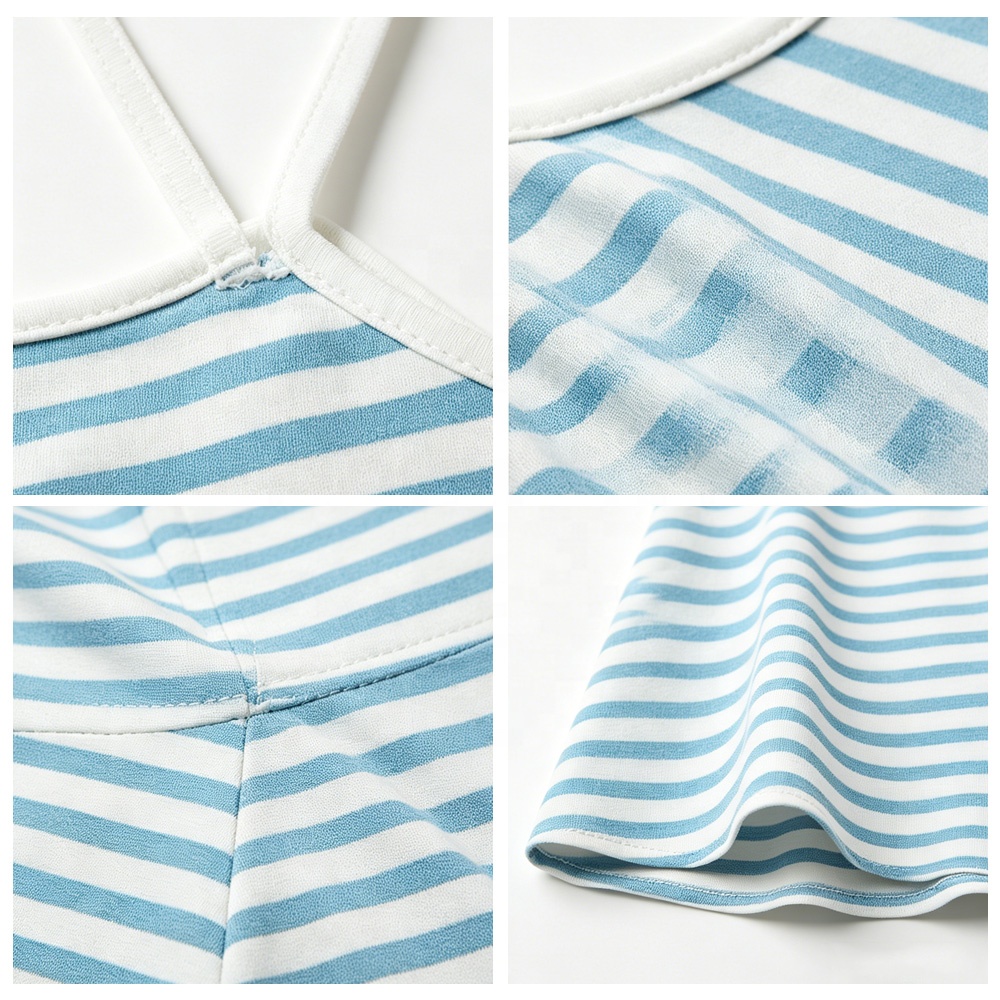 Girls Striped Cami Sundress Spaghetti Strap Skater Dress Soft Fabric Kids Summer Casual Daily Playwear Girl's Dress