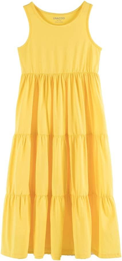 Custom Girls Sleeveless Maxi Dress Tiered Cotton Summer Dresses Color Block Princess Dresses Wholesale