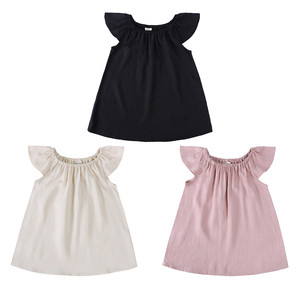 Girls Solid Color Princess Dress Blend, Cute Flying Sleeves, Breathable Summer Sundress for Children 2-8Y