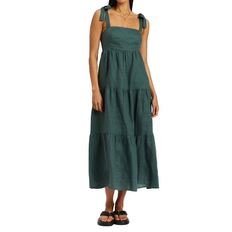 2025 New Fashion Long Linen Dresses Women Maxi Casual Girl Cotton Vacation Style High Quality Supplier