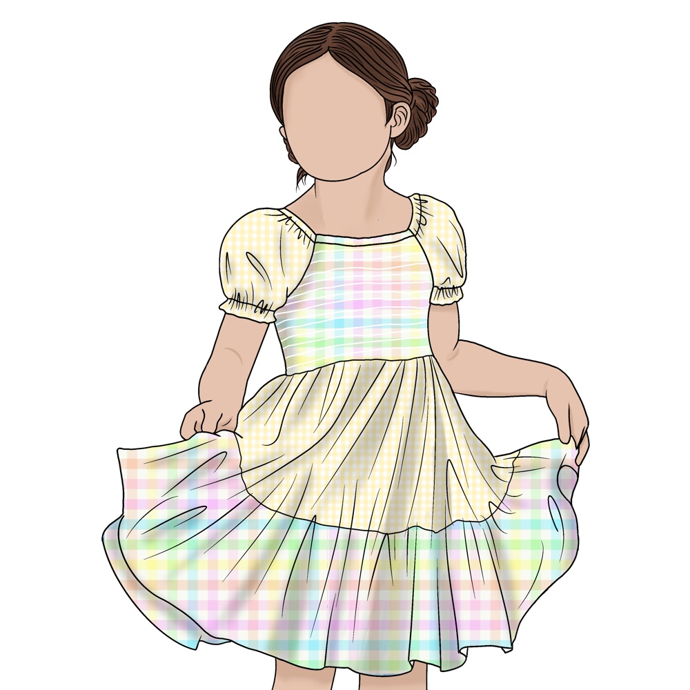 High Quality Comfortable Simple Fashion Design Casual Short Sleeve Plaid School Girls Skirt Flower Kids Dresses for Wedding