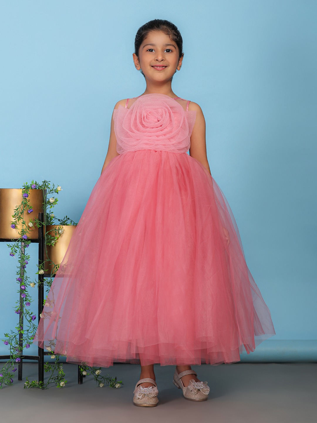 Girls Modern Ball Gown Wholesale Tulle Party Dresses Customized Color (Sizes 3Y-10Y) Export Quality Children's Apparel New