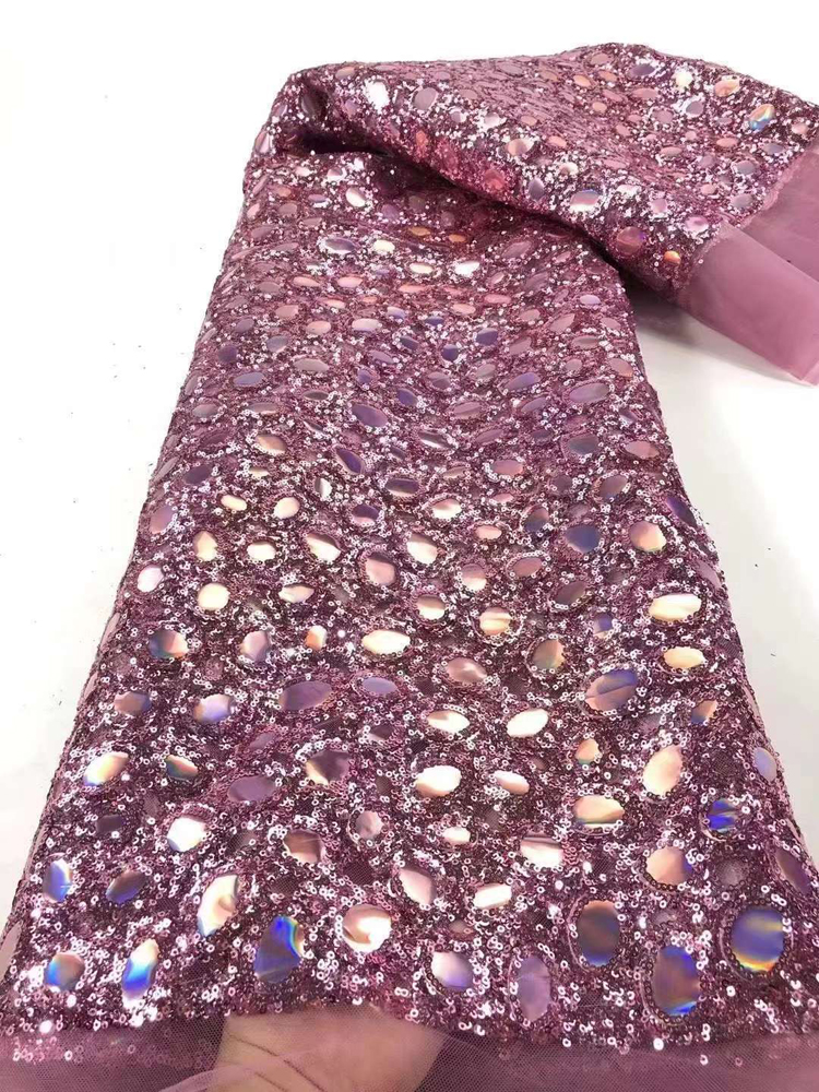 RTS 5Yds Per PC Luxury Ethnic Style Bridal Sequins Wedding Party African Embroidery Lace Fabric