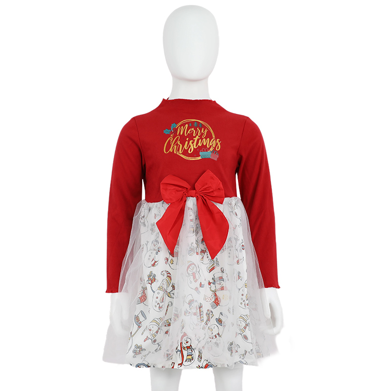 Customizable Children ODM Autumn Winter Girls Party Christmas Warm Velvet Cotton Fur Animal Print Long Sleeve Cute Dress