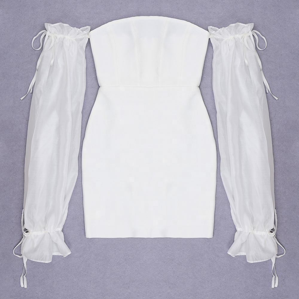 MANNI Custom Dress Sexy Off Shoulder Fashion Clothes White Bandage Bodycon Casual Dresses Vetements-femme-chic