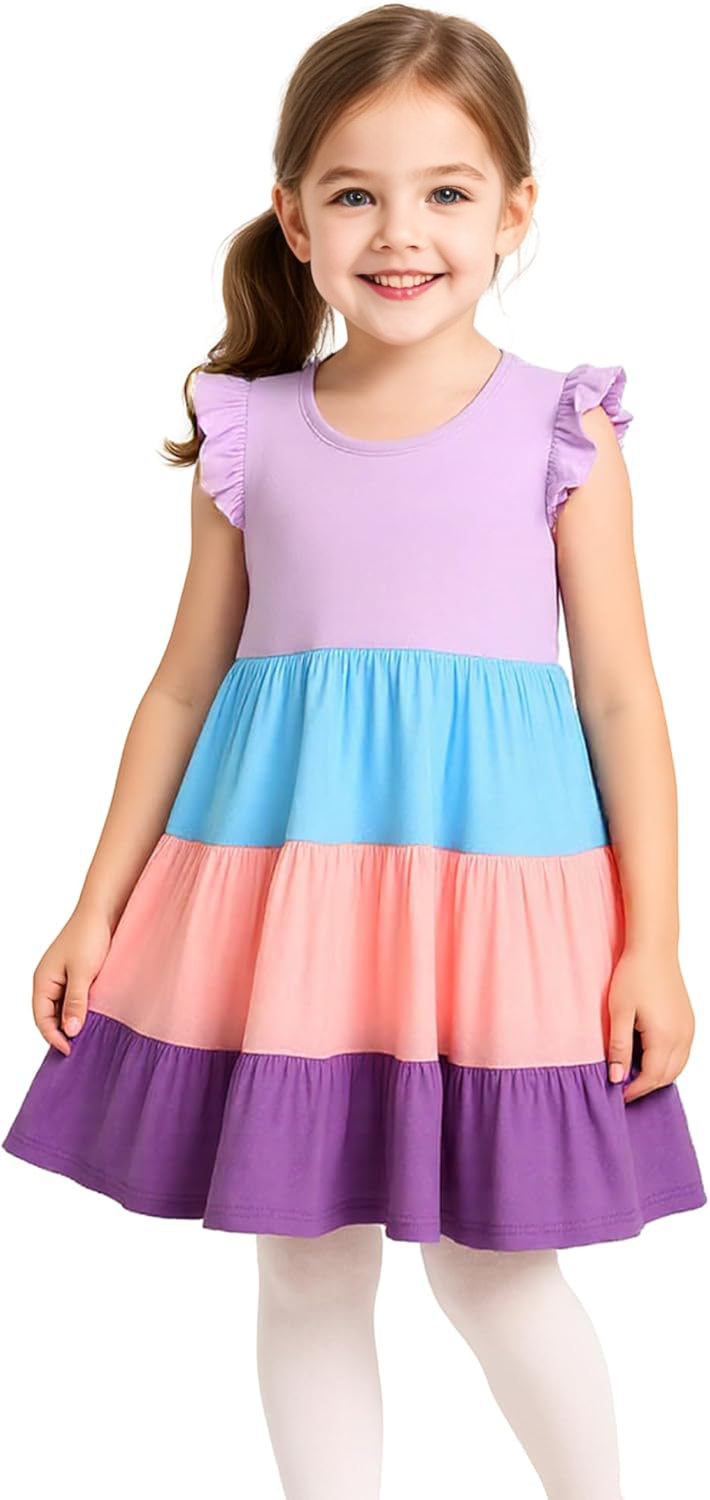 Customized Wholesale Toddler Little Girl Summer Dress Sleeveless Cotton Casual Flower Shirt Playwear Jumper Skirt Sundress