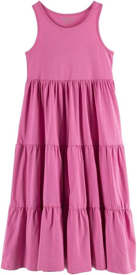 Custom Girls Sleeveless Maxi Dress Tiered Cotton Summer Dresses Color Block Princess Dresses Wholesale