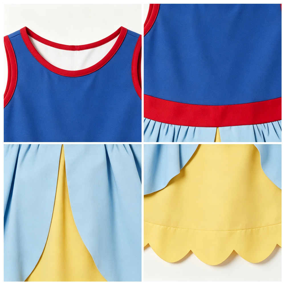 Girls' Wholesale Princess Inspired Sleeveless Dress Bulk Color Block Scallop Hem Sundress Girls Yoga Dress