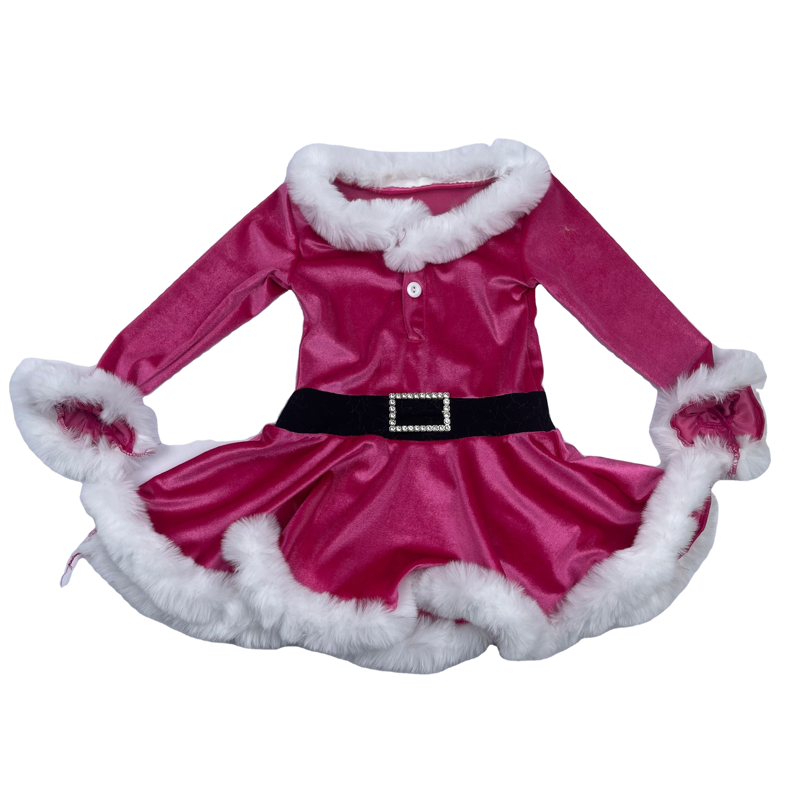 Qingli Custom High Quality Velvet Dress for Baby Girls Long Sleeve Red Christmas Solid Print ODM Factory for Children