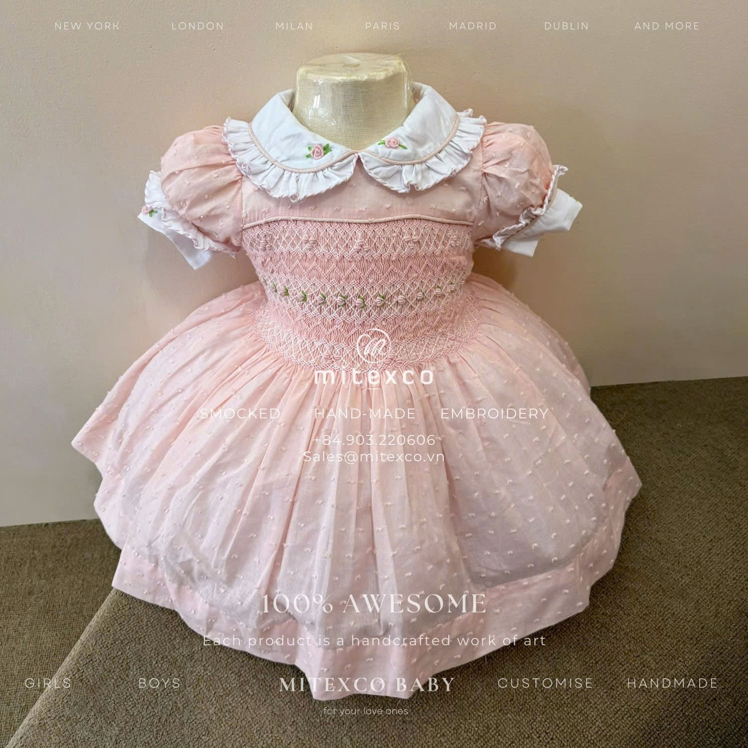 Wholesale Girl's Clothing 100% Cotton Fabric Summer Flower Baby Girls Dresses Smocked Clothes Frock Casual Boutiques