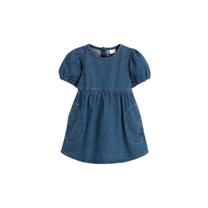 Summer Children Clothes Basic Style Short Sleeve Kid Girl Bebe Princess Denim Dress