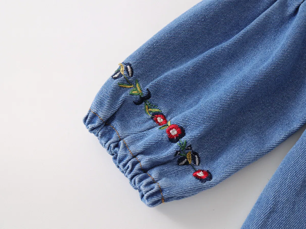 Fashion Custom Girls' Denim Dress Long Sleeve Fashion Dress