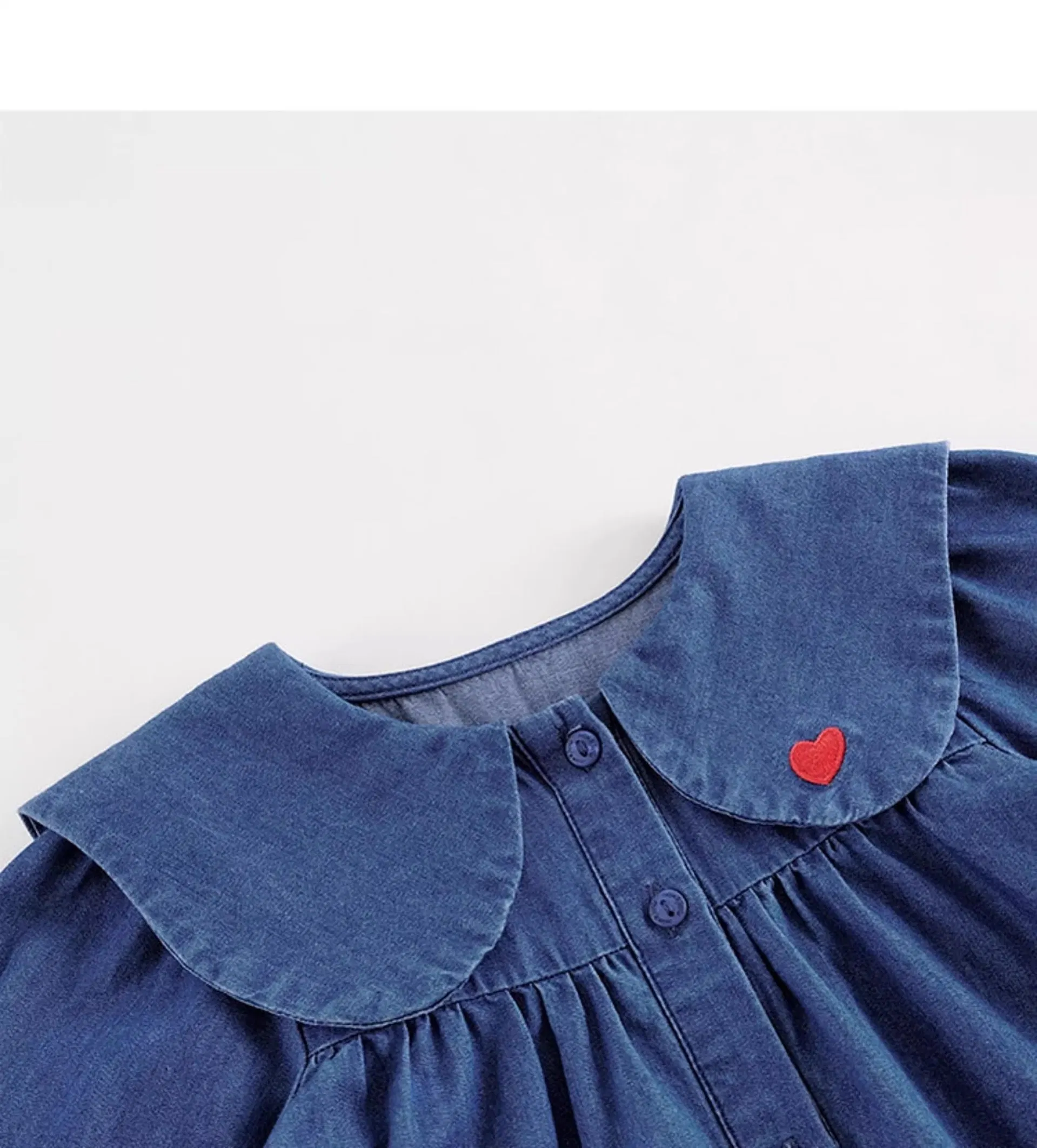 New Collection Sweet Girls' Doll Collar Denim Dress Children's A-Line Girl's Skirt