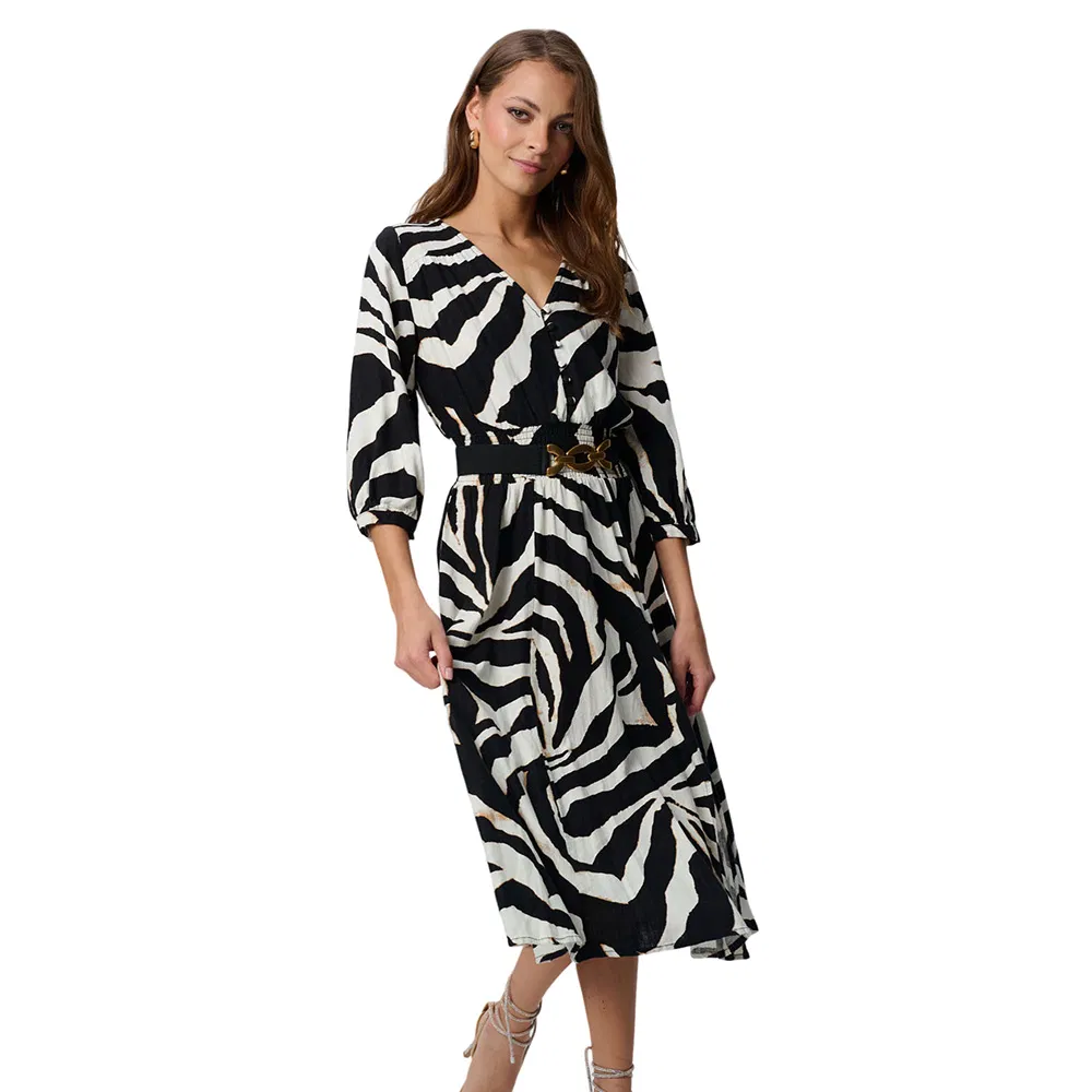 New Style Girl Summer Long- Puff Sleeve Maxi Dress Zebra Printed Summer Beach Wear Dess Women Casual Dress